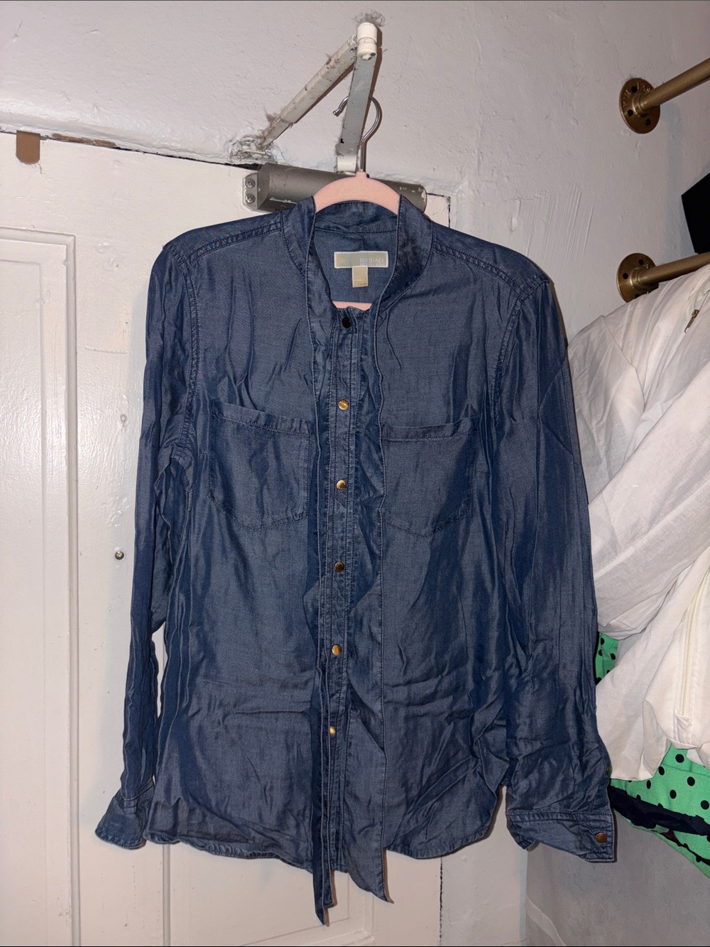 Michael Michael Kors Navy Button-Up Lightweight Shirt Jacket